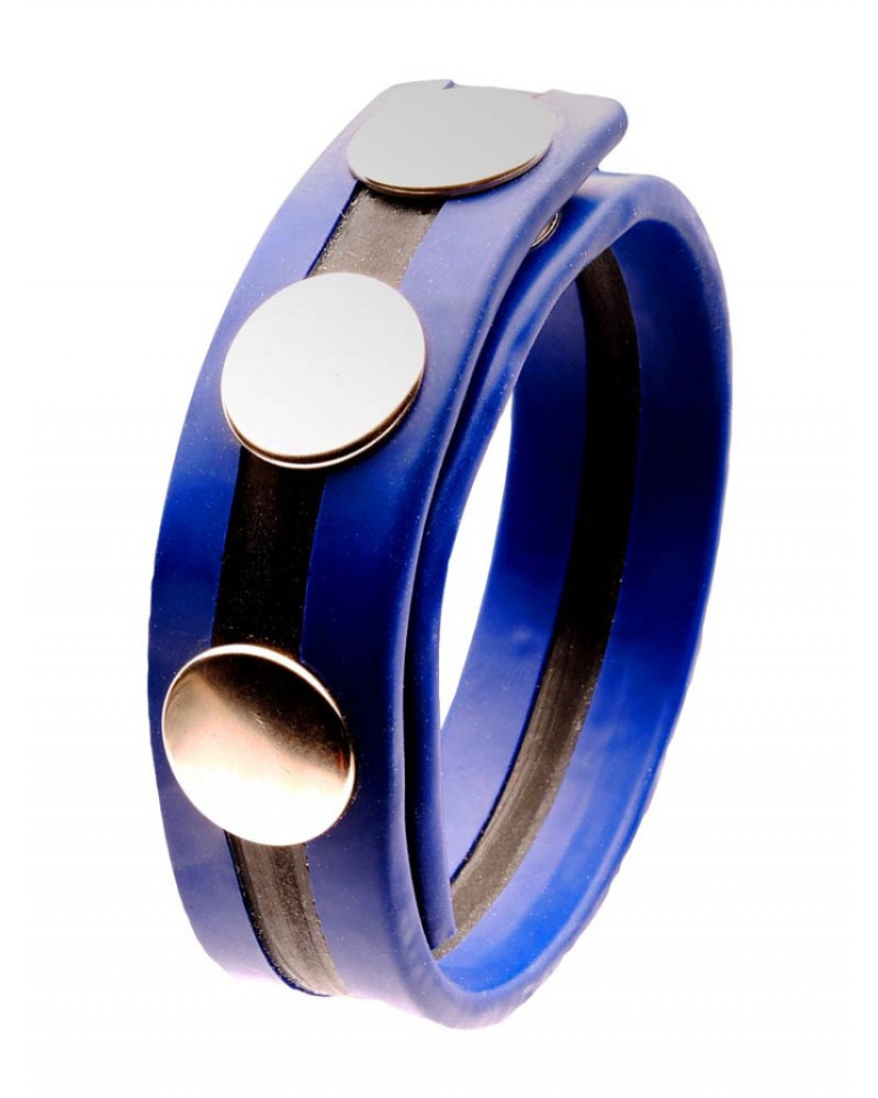 Cockring Rubber 3 snaps Bleu 