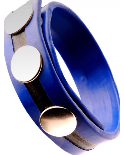Cockring Rubber 3 snaps Bleu 