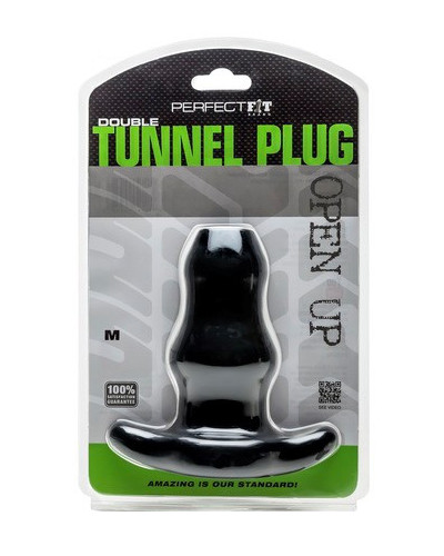 Double Tunnel Plug Noir Medium 9.5 x5.2 cm  