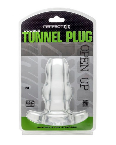 Double Tunnel Plug Transparent Medium 9.5 x 5.2 cm 