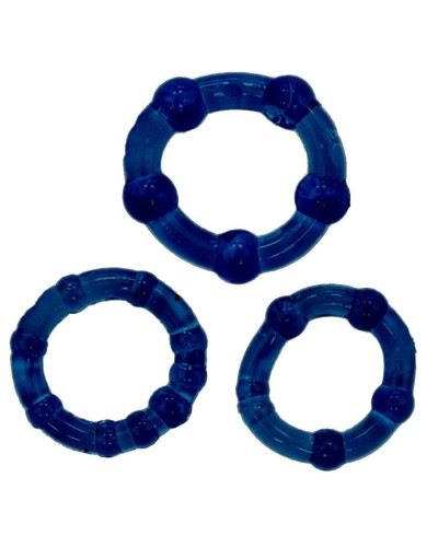 Pack de 3 mini cockrings souples bleus 