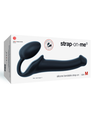 Gode + plug STRAP-ON-ME Bendable M 16 x 4 cm Noir 