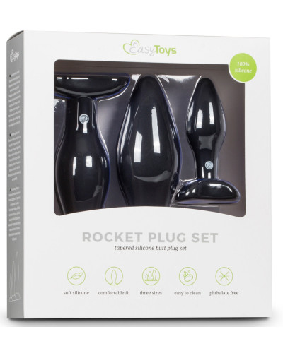 Kit de 3 plugs silicone Rocket Noirs 