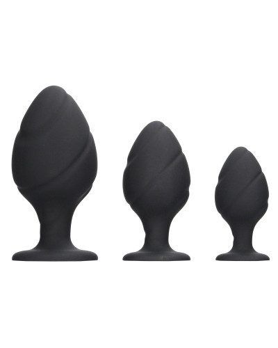 Lot de 3 plugs Swirled Silicone 