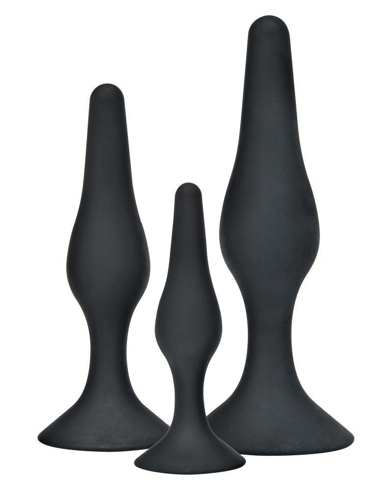 Lot de 3 plugs silicone Curvy Noirs 