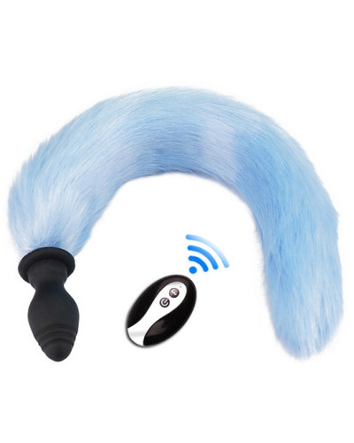 Plug Queue vibrant Fox Tail Vibe 6.5 x 3.2cm Queue 40cm Bleue 