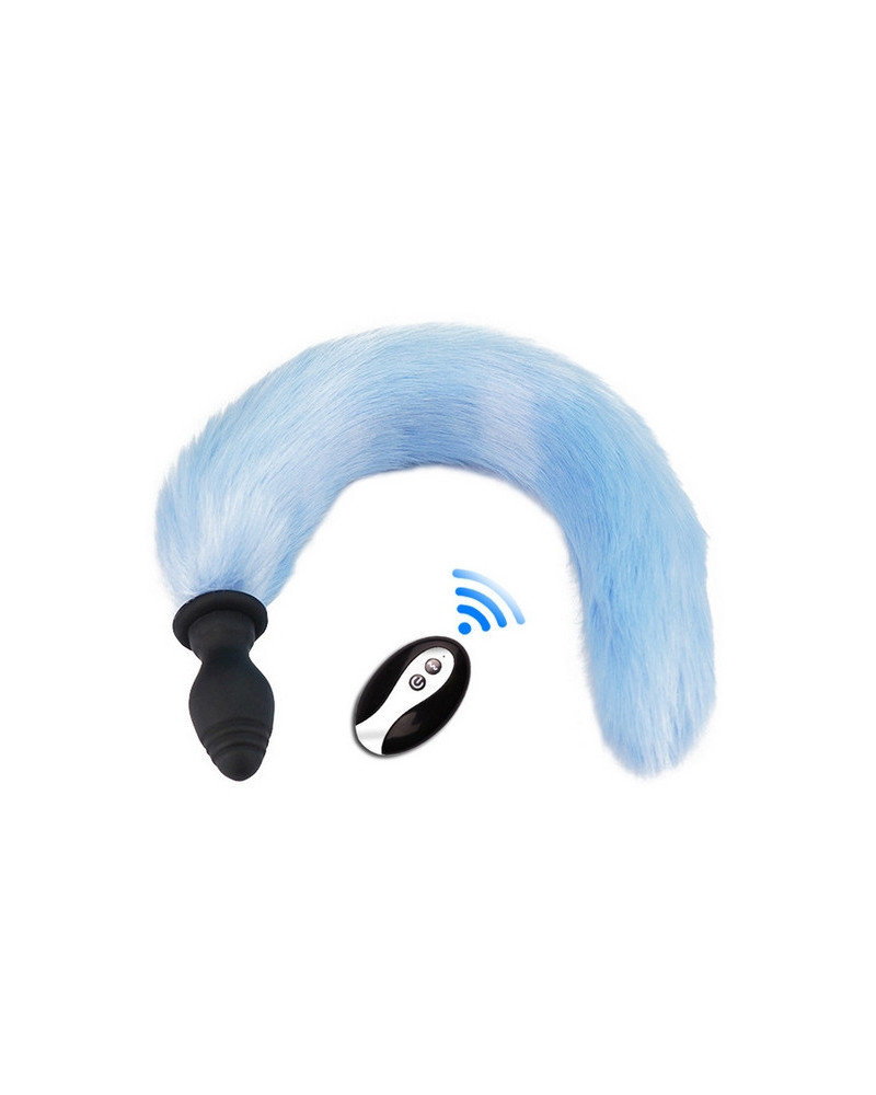 Plug Queue vibrant Fox Tail Vibe 6.5 x 3.2cm Queue 40cm Bleue 