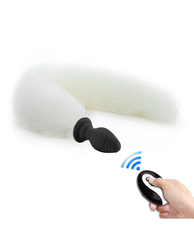 Plug Queue Vibrant Fox Tail Vibe 6.5 x 3.2cm - Queue 40cm Blanche 