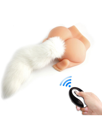 Plug Queue Vibrant Fox Tail Vibe 6.5 x 3.2cm - Queue 40cm Blanche 