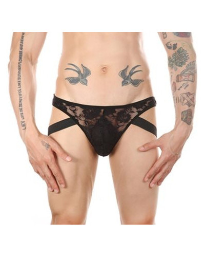 Jock string Dentelle Lowstic Noir  Couleur principale:Noir