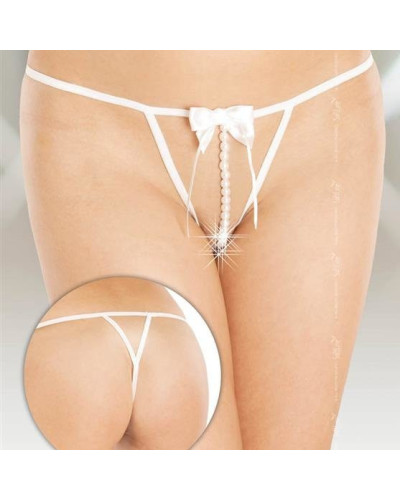 String avec perles AZZURA - Blanc 