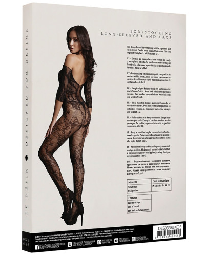 Combi sexy Lace Sleeved Noir 