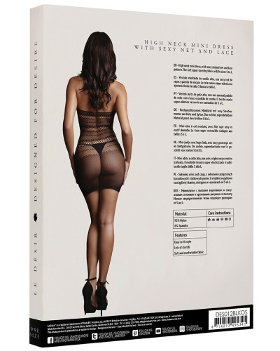 Robe sexy High Lace Neck Net Noir 