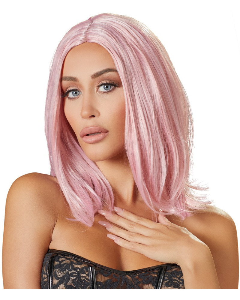 Perruque Cheveux mi-longs Roses 