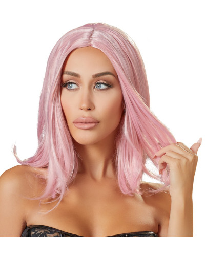 Perruque Cheveux mi-longs Roses 