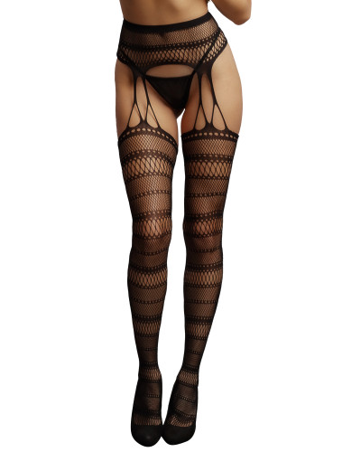 Collant effet porte-jarretelles Olivia - Noir 