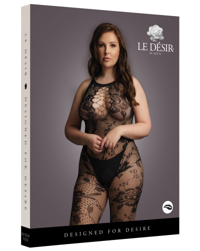 Combinaison ouverte Grande Taille Flora - Noir 