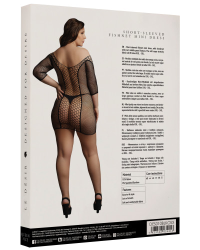 Robe Grande Taille DUO NET SLEEVED - Noir 