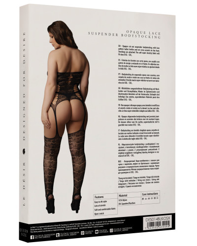 Combinaison Grande Taille LACE SUSPENDER - Noir 
