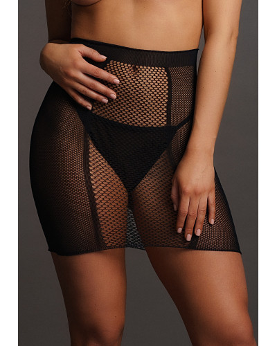 Jupe taille haute résille Thetys - Noir 