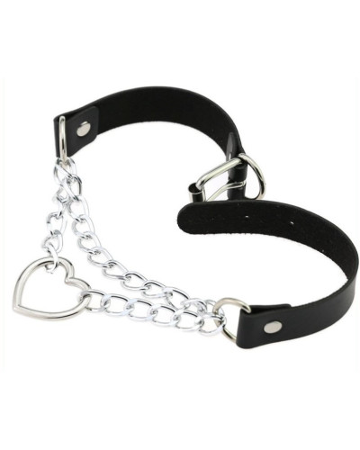 Metal Heart Collar With Chain BLACK 