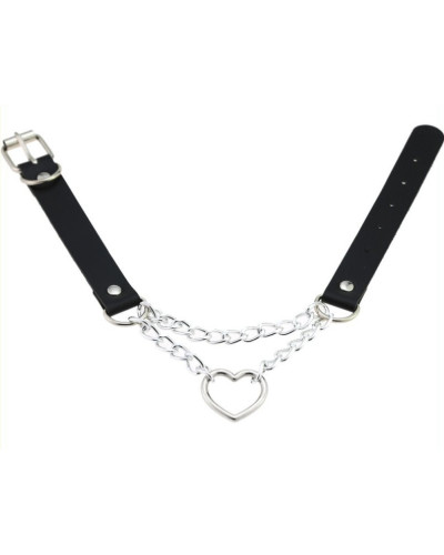 Metal Heart Collar With Chain BLACK 