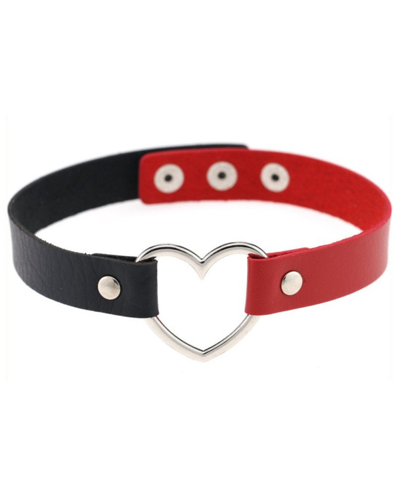 Ras de cou BICOLOR HEART Noir-Rouge 