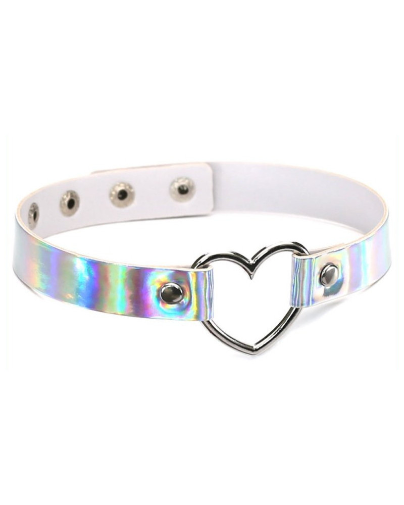 Ras de cou Heart Laser Blanc argenté 