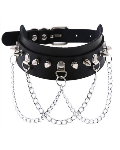 Collier à pointes Piky Noir-Argenté 