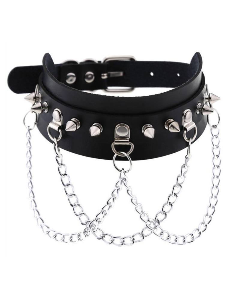 Collier à pointes Piky Noir-Argenté 