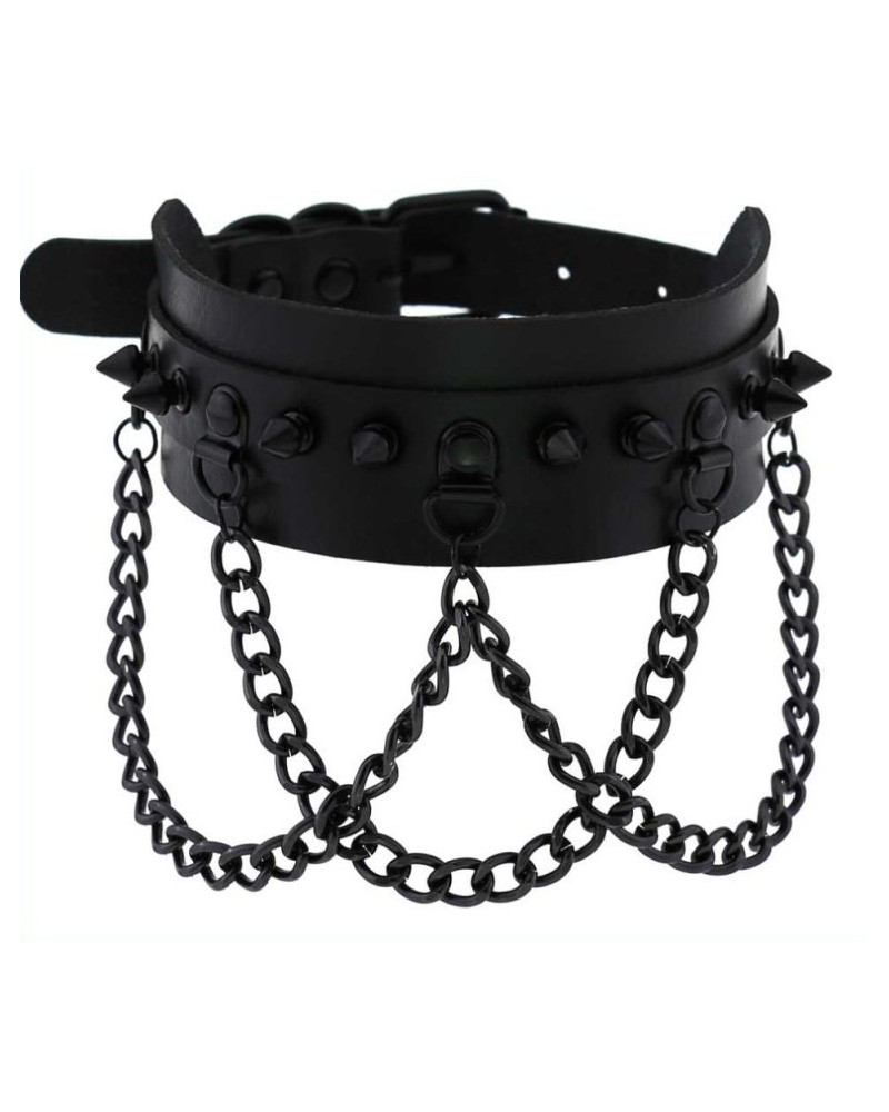 Collier à pointes Piky Noir 