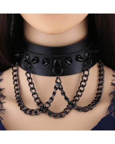 Collier à pointes Piky Noir 