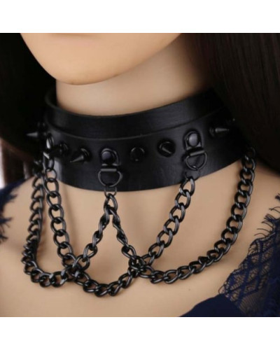 Collier à pointes Piky Noir 