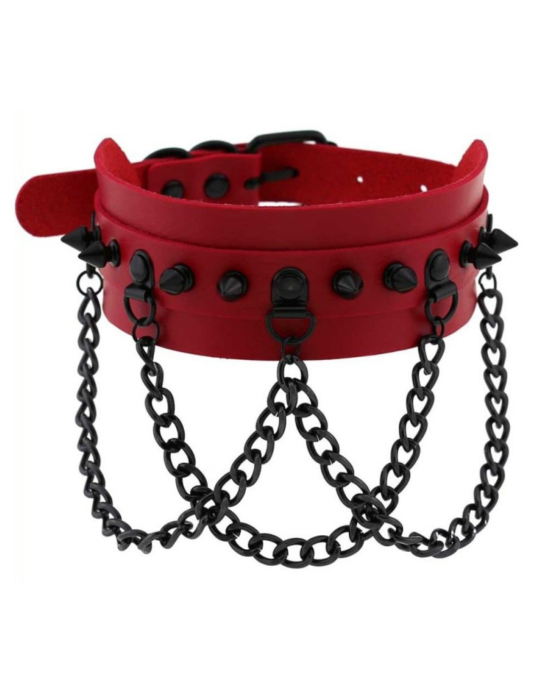 Collier à pointes Piky Rouge-Noir 