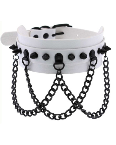 Collier à pointes Piky Blanc-Noir 
