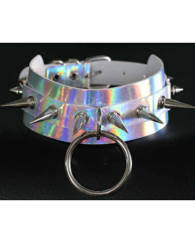 Collier à pointes Strobo Laser Argenté 