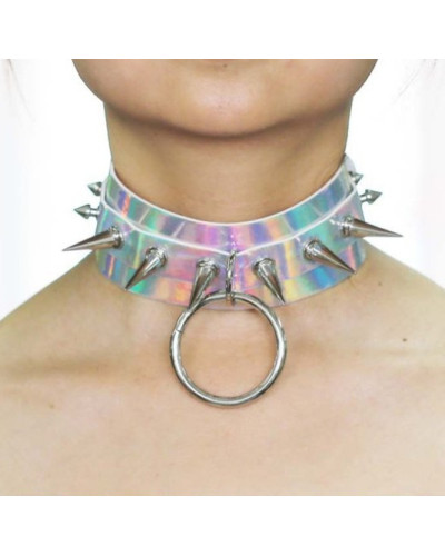 Collier à pointes Strobo Laser Argenté 