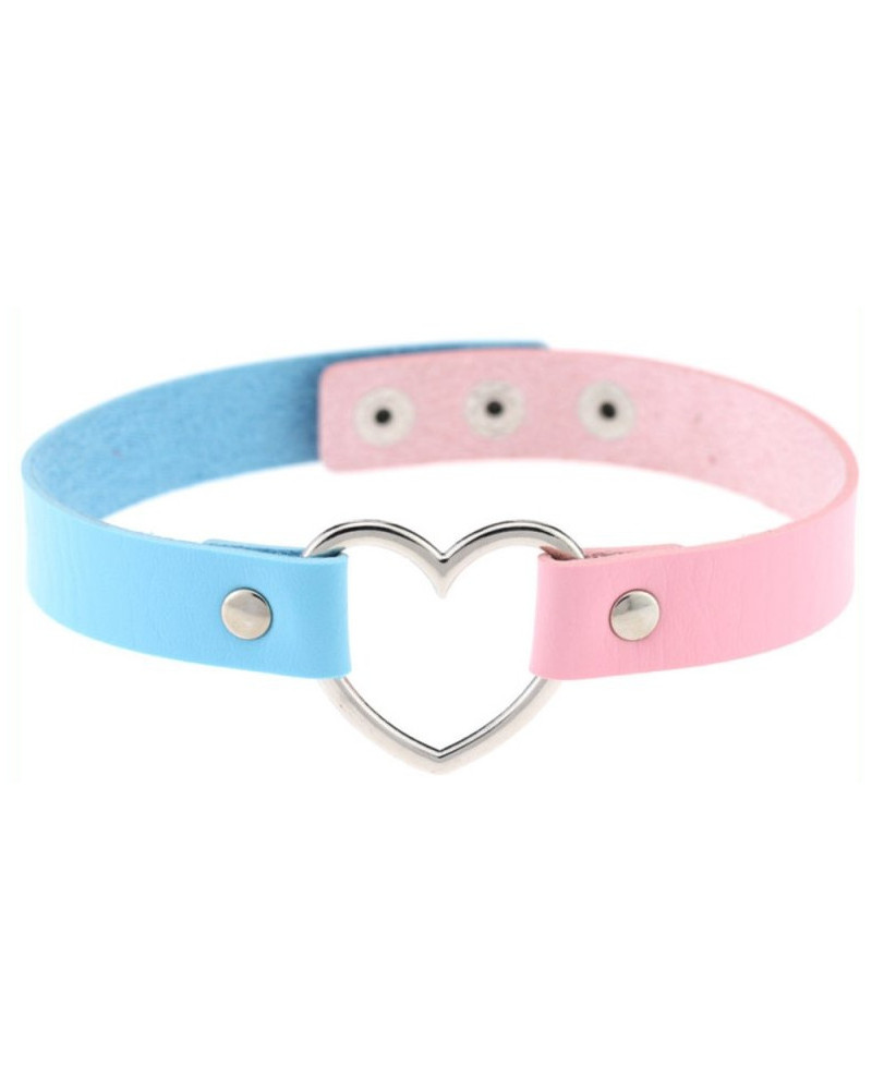 Ras de cou HEART DUO Bleu-Rose 