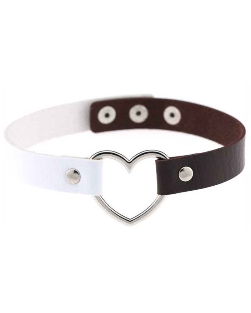 Ras de cou HEART DUO Blanc-Marron 