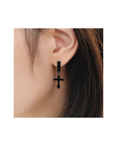 Boucle d'oreille CROSS Noire 