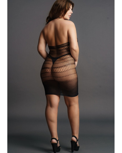 Robe sexy Grande Taille HIGH LACE Noire 