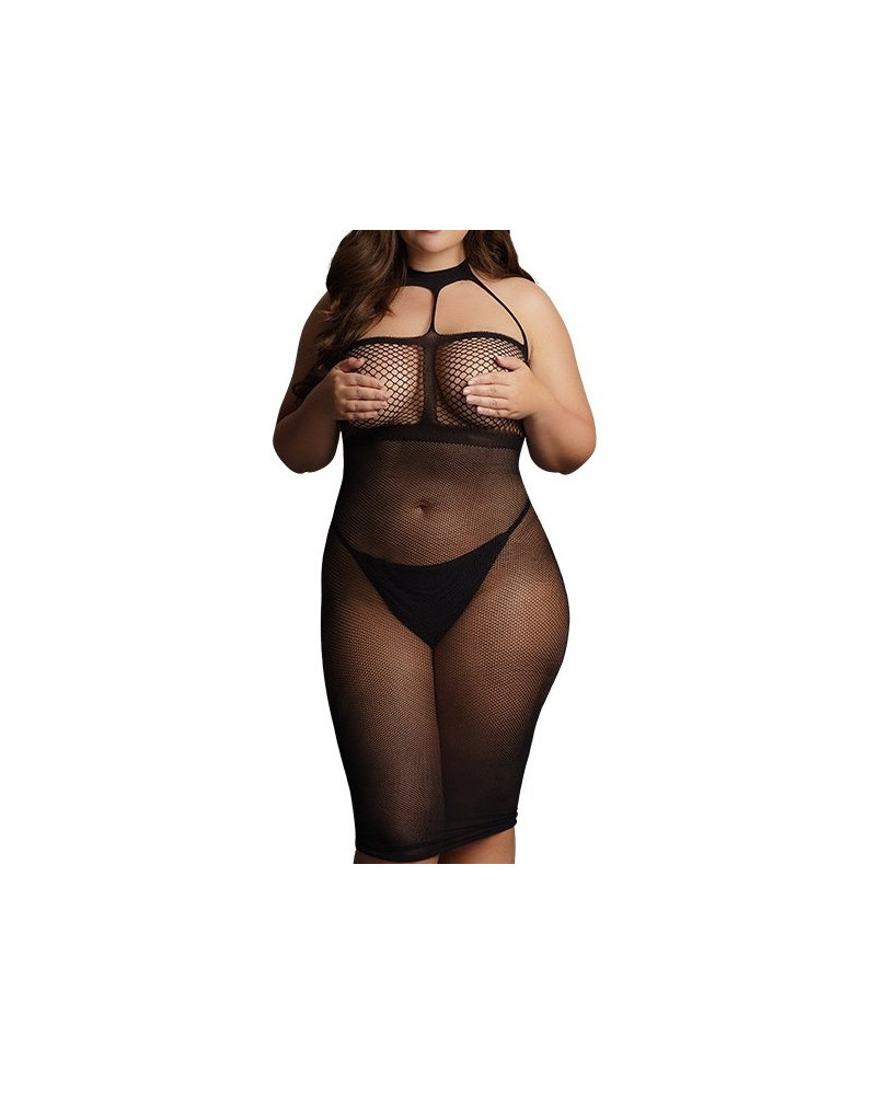 Robe Résille Grande taille HIGH NECK Noire 