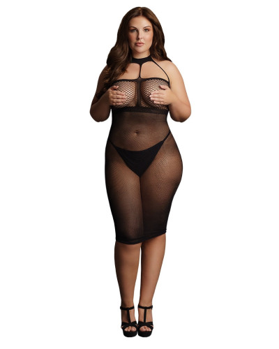 Robe Résille Grande taille HIGH NECK Noire 