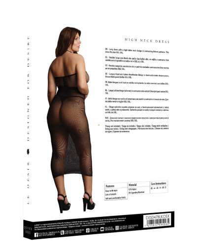 Robe Résille Grande taille HIGH NECK Noire 