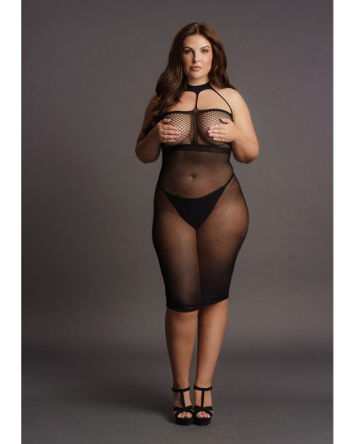 Robe Résille Grande taille HIGH NECK Noire 