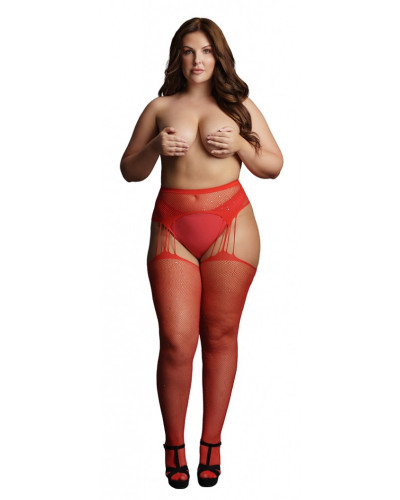Collants à jarretelles RHINESTONE Rouges 