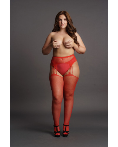 Collants à jarretelles RHINESTONE Rouges 