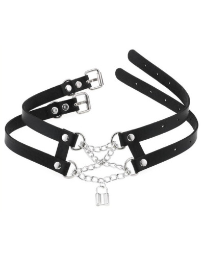 Collier Ras de cou Pendant Lock Noir 