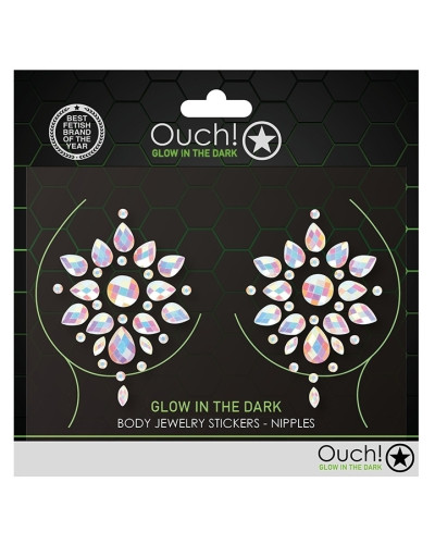 Stickers Cache-seins strass phosphorescents Glow Nipples 