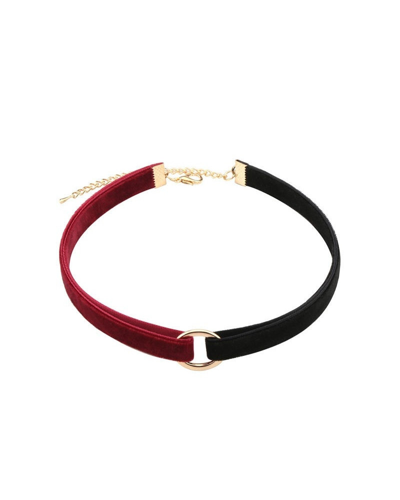 Ras de cou VELVET DUO Noir-Rouge 